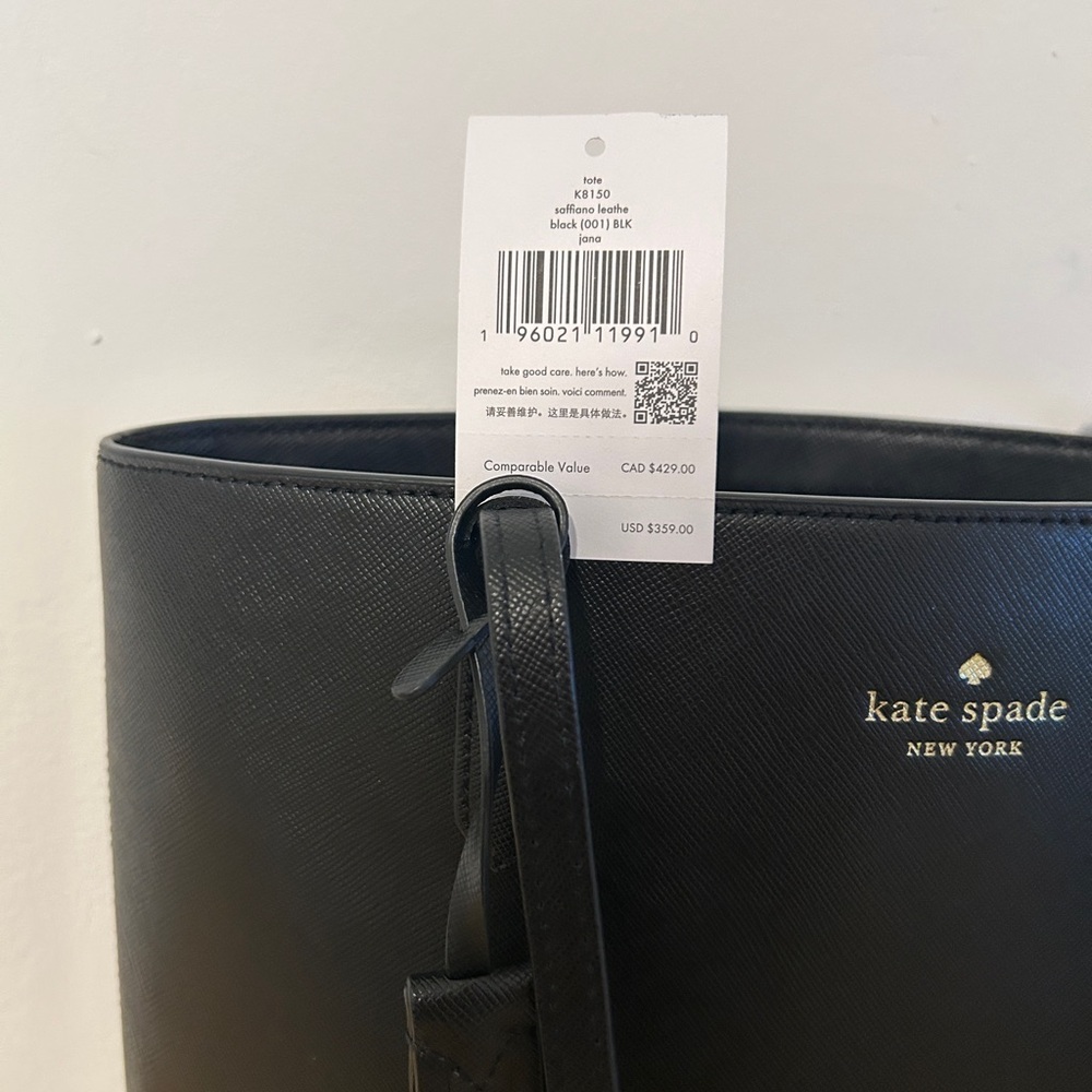 Kate Spade Black Tote Bag with Minimalist Design. Wallet included. - Picture 7 of 13
